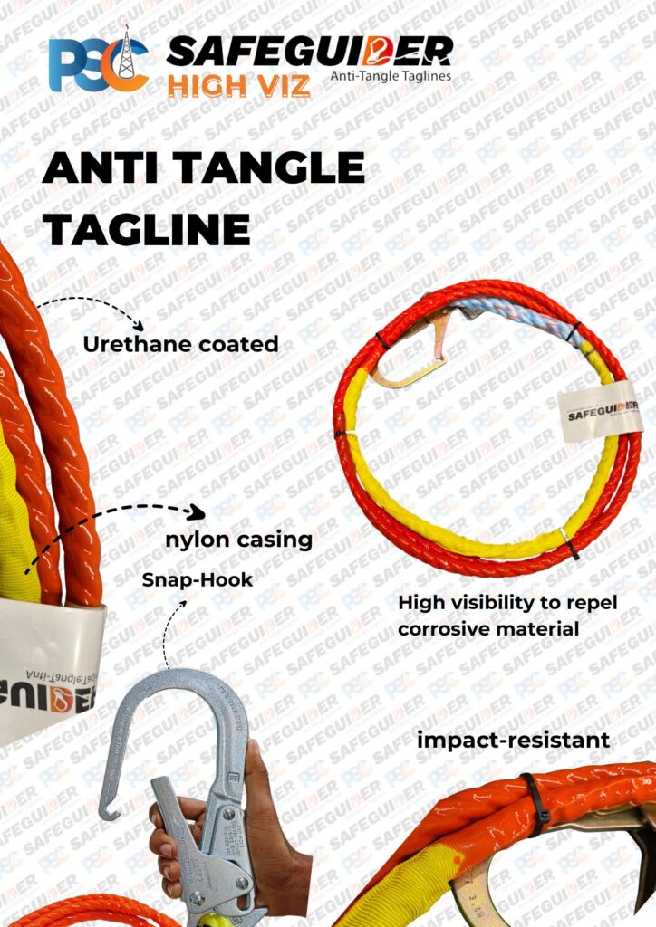 PSC SAFEGUIDER HIGH-VIZ ANTI TANGLE TAGLINE | PSC Hand Safety - No Touch Hands Free Hands Off Safety Tools