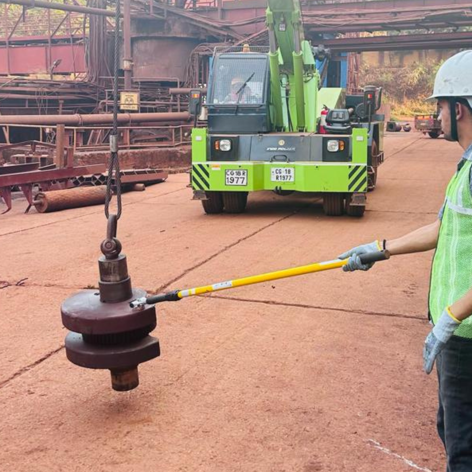 PSC Load-It MagHead push pull tool positioning a steel load