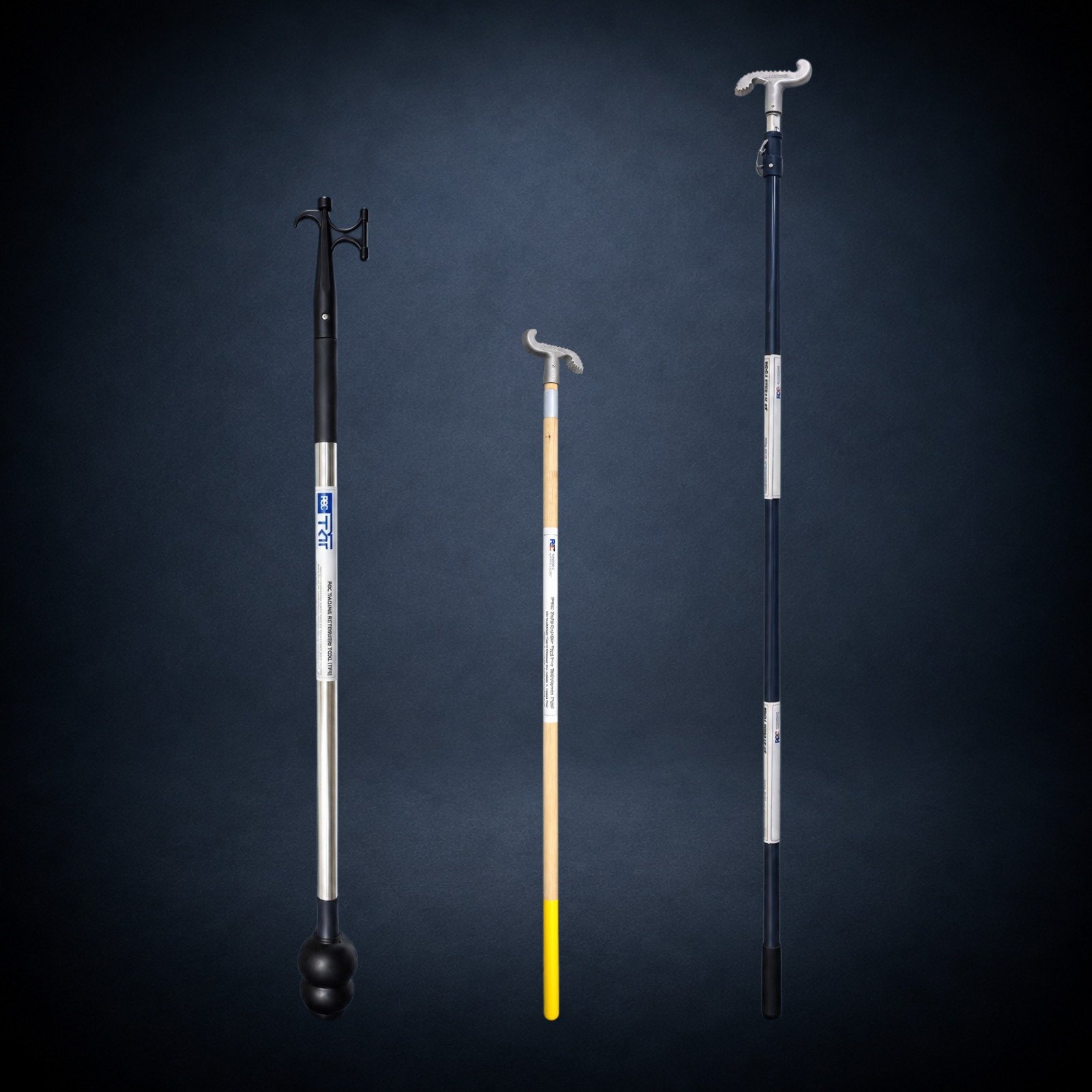 PSC tagline retriever tool with hook head and telescopic shaft